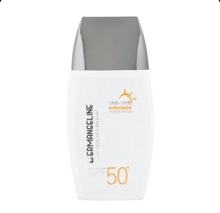 کرم ضد آفتاب فیوژن واتر SPF50 انواع پوست درم انجلین 50 میلی لیتر